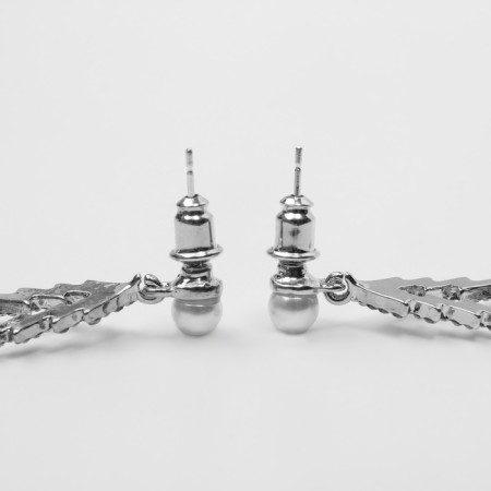 New Year! Earrings "New Year" Christmas tree-traffic, white color in gold-3
