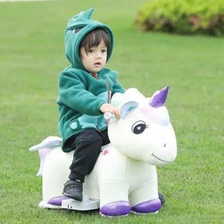 Children's electric car Farfello "Unicorn", beige color-1