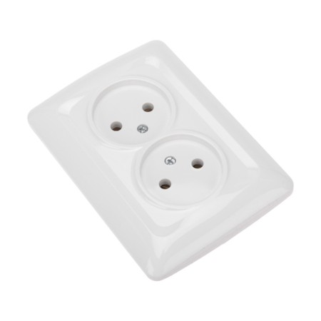 Kranz double outlet without grounding, hidden, installation, 10a, white KR-78-0217-1