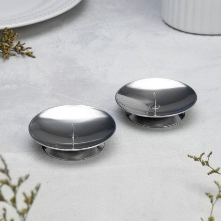 Set of candlesticks Metal "Lotus", 7.5x2 cm, 2 pieces, chrome-3