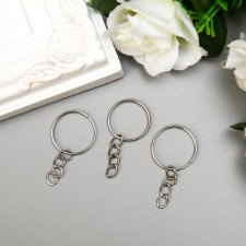 The basis for the key fob Ring metal with a chain silver d = 1.4 cm, DL. chains 1.8 cm set 60 pcs