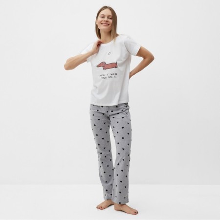 Home Home "Dachshund" (T -shirt, trousers), white/gray color, size 44-2