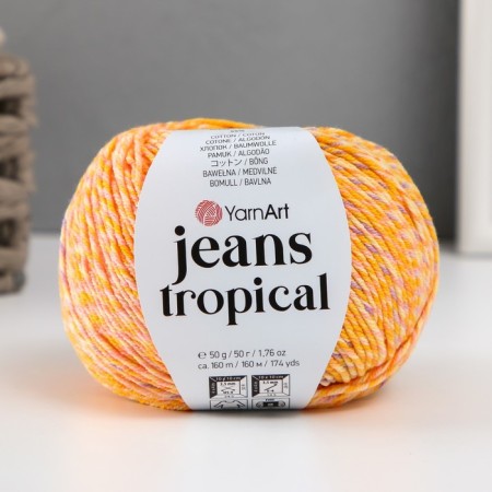 Yarn "Jeans Tropical" 55% cotton, 45% polyacli 160m/50g (617 yellow-apelsin)
