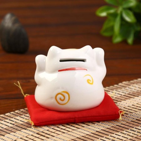 Souvenir Cote Piggy Code Ceramics "Maneki-Neko" h = 7.5 cm, white-2