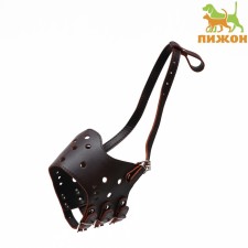 Muzzle of pressed leather adjustable, No. 5, DN 9.3 cm, ohm 32-40 cm, brown