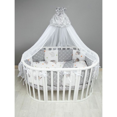 Set in a crib 3 objects of Amarobaby Baby Boom Baby Ezhik, White/Gray (Poplin)-7