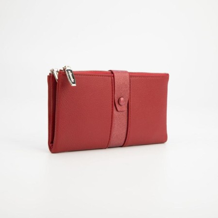 Women's wallet on the button, burgundy color