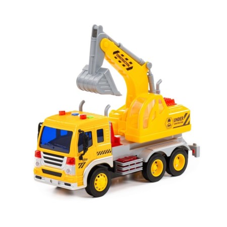 City Excavator car, inertial, with light and sound, yellow color