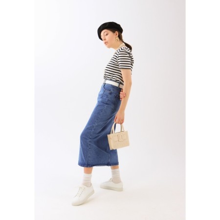 Bag Women's Tout with zipper, long chain, white color-3