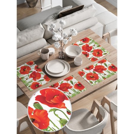 Set of napkins for setting the table "Fragrant poppies", rectangular, rounded edges, size 30x46 cm, 4 pcs-1