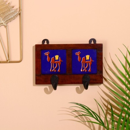 Hanger "camels" wood, 12*4*10cm, 2 hook mix-2