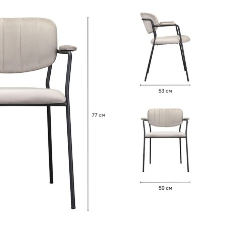 Eirill chair, 530 × 590 × 770 mm, velor, gray-beige color-2