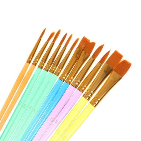 System Synthetics 12 pieces + cartoon palette, round: No. 3, No. 6, No. 10, flat: No. 8, No. 12-3