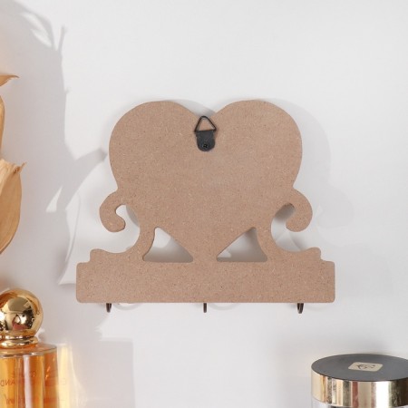 Decorative wood hooks "openwork heart with plants" 2.5x14.5x11.5 cm-3