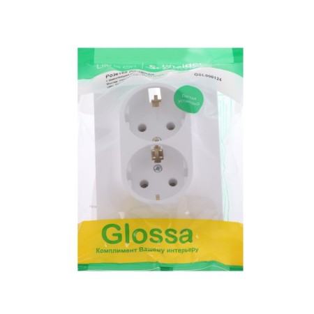 Double SE GLOSSA, 16 A, 250 V, built -in, with salary, IP20, white, GSL000124-2