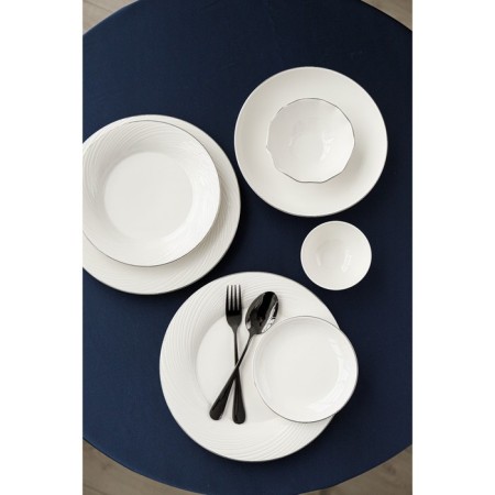 Porcelain porcelain plate with a thickened edge Magistro la Perle, D = 16 cm, white color-5