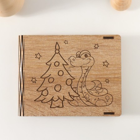 New Year's box "Snake with a Christmas tree" 15x12x2 cm-1