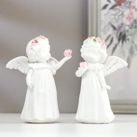 Polystone souvenir "Snowthrough angel-girl in a wick with a rose" MIX 11x8.5x5 cm