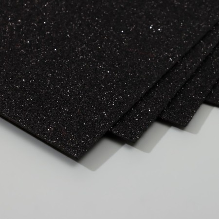 A set of glitter foamiran (5 sheets) 2 mm, 20x30 cm, black-1