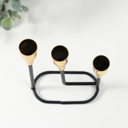 Summary Metal for 3 candles "Athena" black with gold 13x5.8x22.2 cm-5