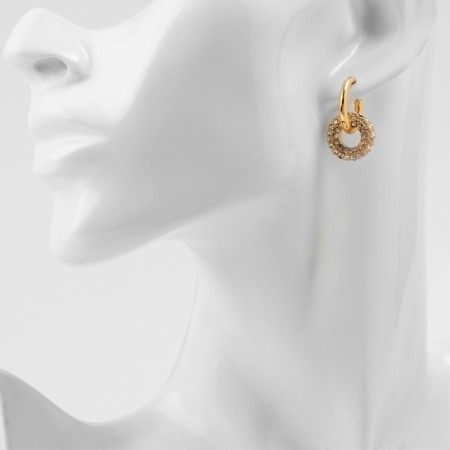 Earrings with the removable element "Transformer" circles, color gold with silver-3