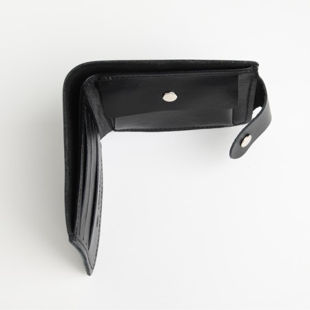 Men's purse on the button, Textura, cards, coins, black color-7