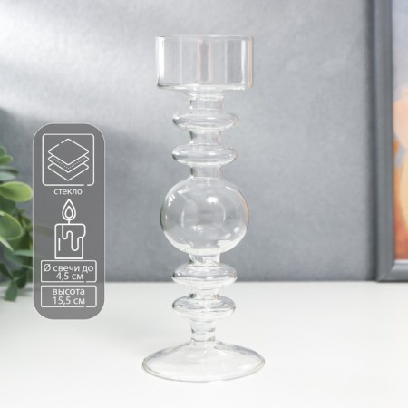 Glass of glass per 1 candle "Classic. Shar" transparent 15.5x6x6 cm