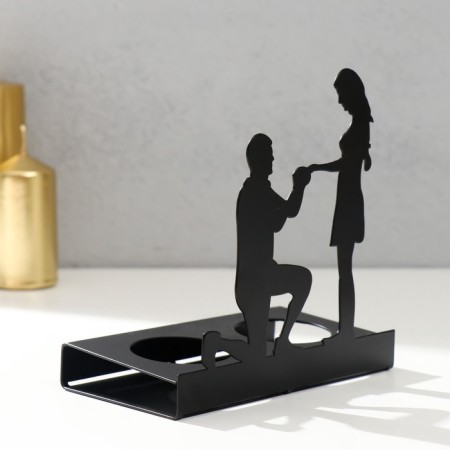 Summary Metal for 2 candles "Dry" black 12.5x12x6.8 cm-3