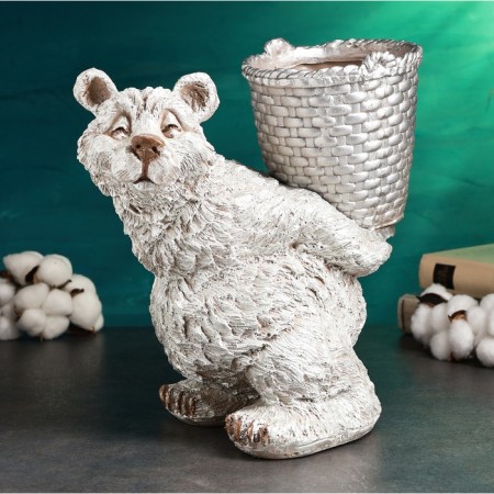 Steam for the little things "Bear with a basket" White with silver, 30cm-2