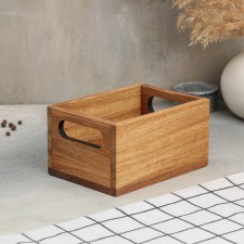 ADELICA wooden organizer for kitchen supplies, with handles, 17 × 12 × 9 cm, oak