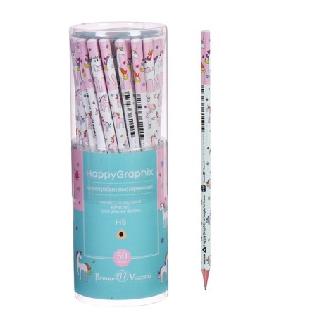 Pencil Chernographic 2 mm Happy Graphix "Unicorn", NV, three -sided
