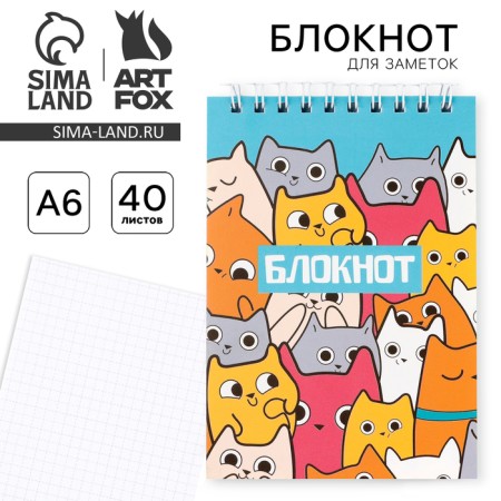 Notepad A6, 40 liters on the crest, soft cover "kittens"