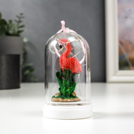 Souvenir Polystone Light "Pink Flamingo in the grass" Sausage mix 10.5x6x6 cm-1