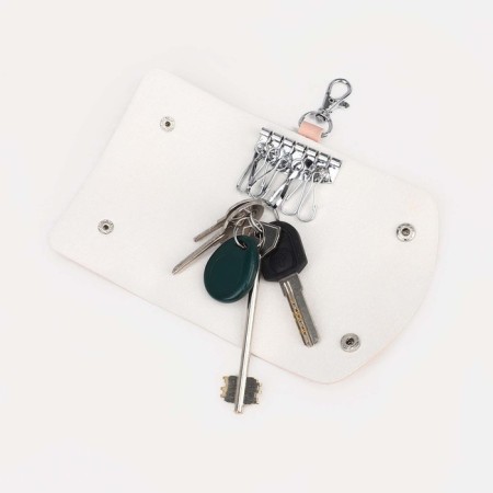 Key of buttons, length 10.8 cm, 7 carbines, beige color-2