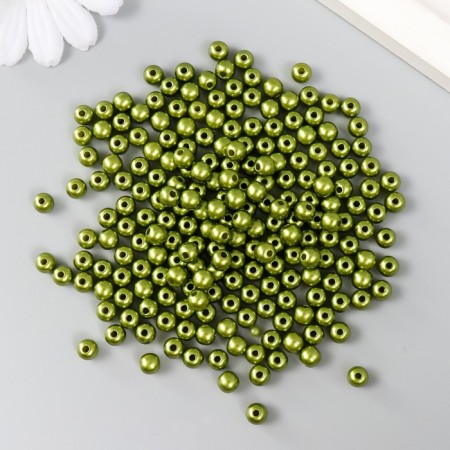Set of beads "needlework" plastic, diameter 6 mm, 25 g, marsh-green-1