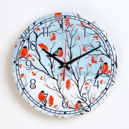 Watch wall "bullfinches", d-24 cm, smooth move