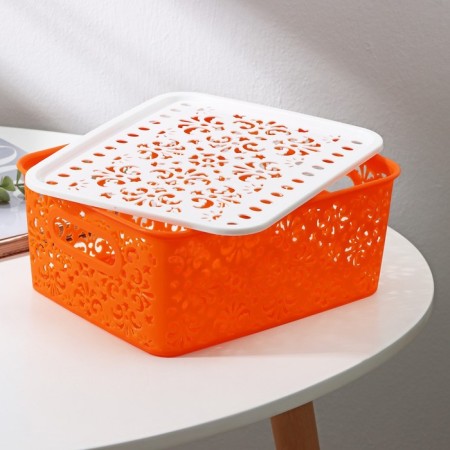 Storage container with a “pattern” lid, plastic, 22 × 17 × 9.5 cm, mix color-3