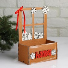 New Year. Wooden Kashpo, 15.5 × 9 × 23.5 cm 