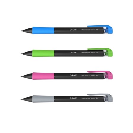 Mechanical pencil, 2.0 mm, Erichkrause "Draft", HB, 5 interchangeable sections, Soft-Touch, Blister, Mix case-1