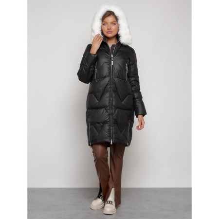 Coat insulated winter female, size 46, black color-4