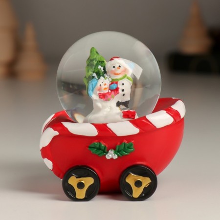 Souvenir Polystone Water Ball "New Year's train" set 4 pcs 26x5.4x8.7 cm-1