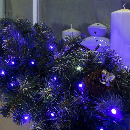 Garland “thread” 10 m, IP44, UMS, dark thread, 100 led, blue glow, white flicker, 220 V-2