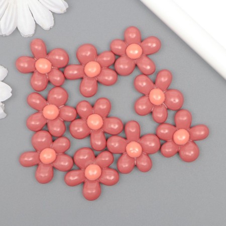 Decor for creativity plastic "Pink flower with light pink" 2.8x3x1 cm-2