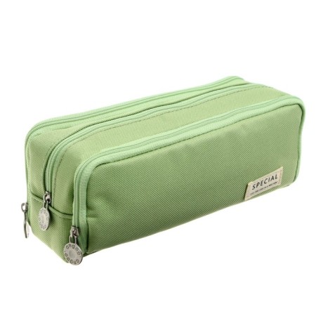 School Penal on the zipper 3-section, green-1