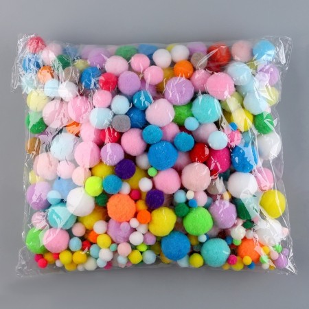 A set of textile details for the decor "Pompone", 400 pcs., Size: from 8 to 30 mm-4