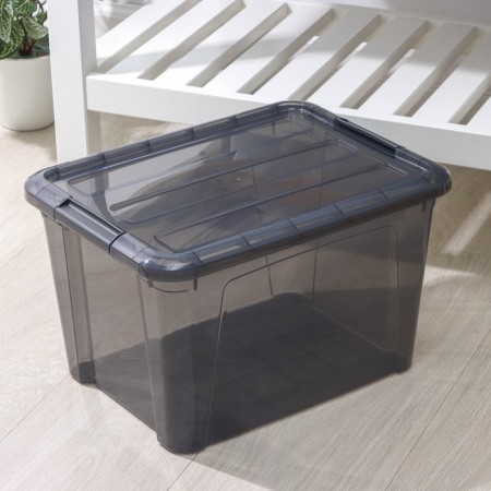 Storage container with a KIP lid, 15.5 l, 37.5 × 28.5 × 23 cm, black color is transparent-2