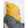 A cap on ties with pompons Children's Amarobaby Pure Love Pompony, with a lining, size 42-44 cm, yellow color
