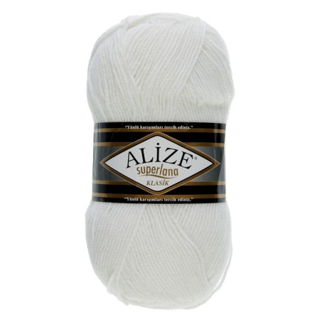 Yarn "Superlana Klasik" 25% wool, 75% acrylic 280m/100g (55 white)-1