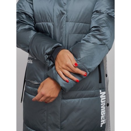 Coat insulated winter female, size 46, dark green color-13