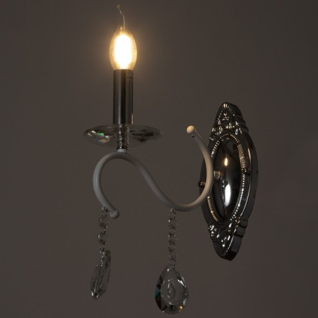 Sconces A3809/1W WT+CR white/chrome/Crystal 1x40W E14 24x10x32.5cm-2